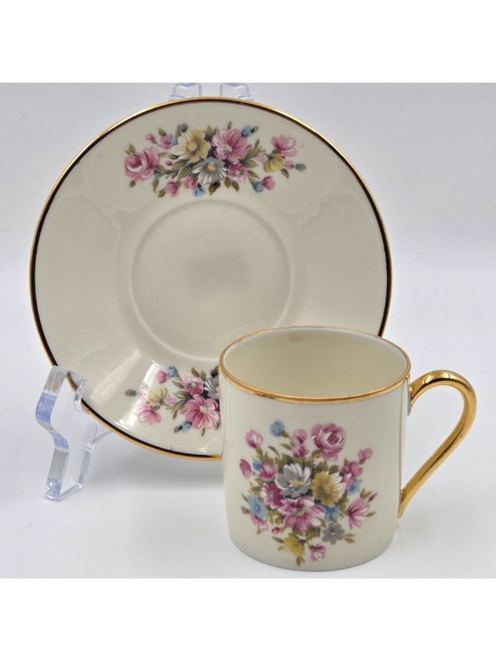 Kuba Porzellan Horst Kuba Set of 4 Espresso Demitasse Cup Saucer Gold Trim - Picture 3 of 13